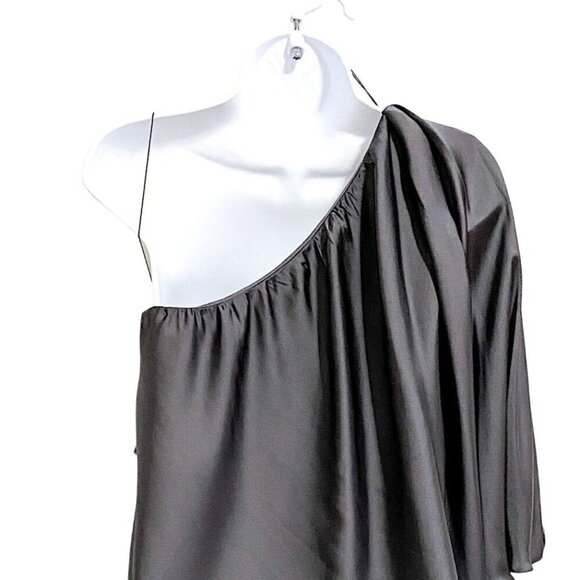 NWT Aidan Aidan Mattox Asymmetric Batwing Dress, Size 4, Gray - Picture 10 of 13